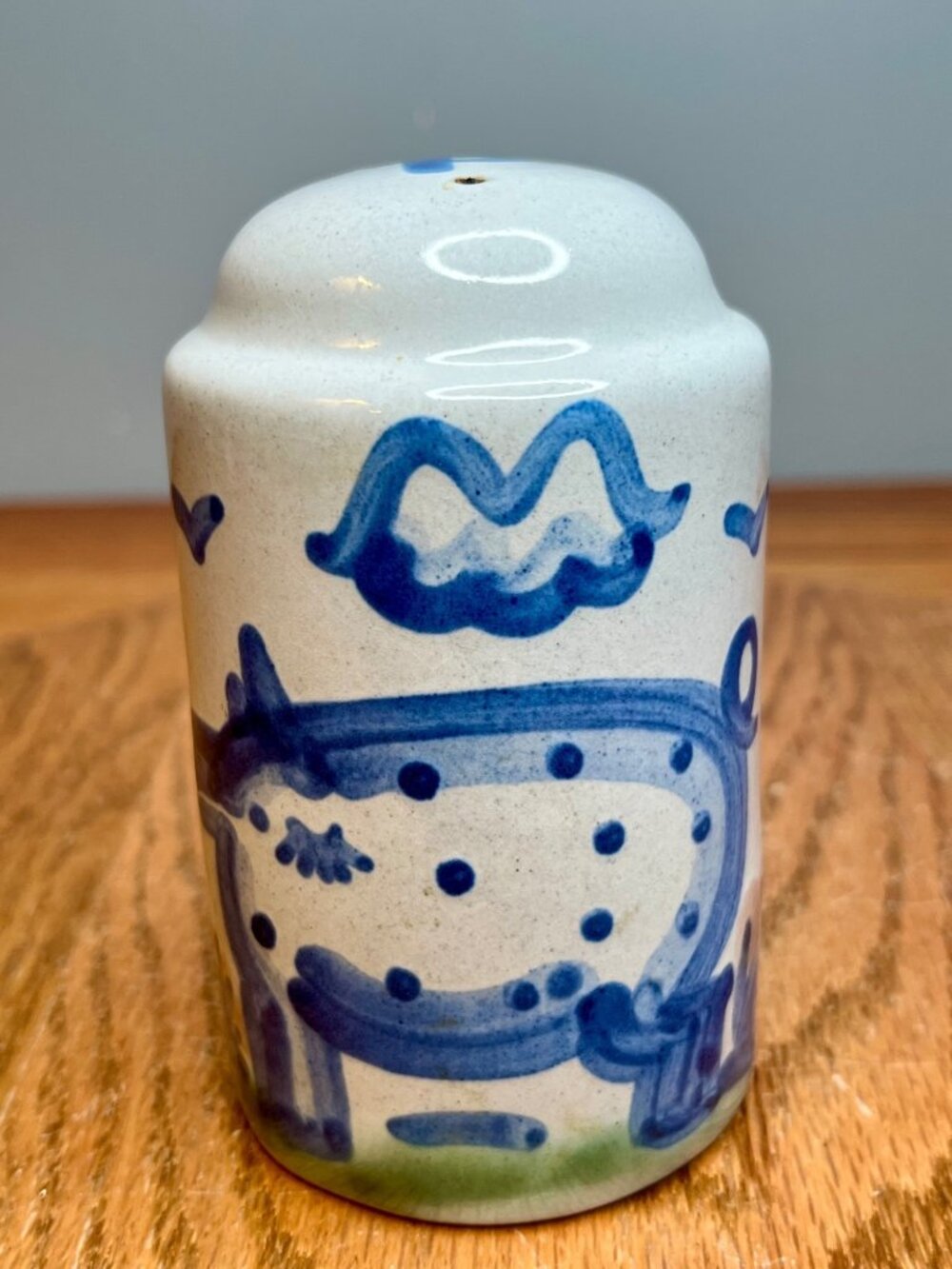 MA Hadley Country Scene Blue Oversized Pepper Shaker Pig Pattern